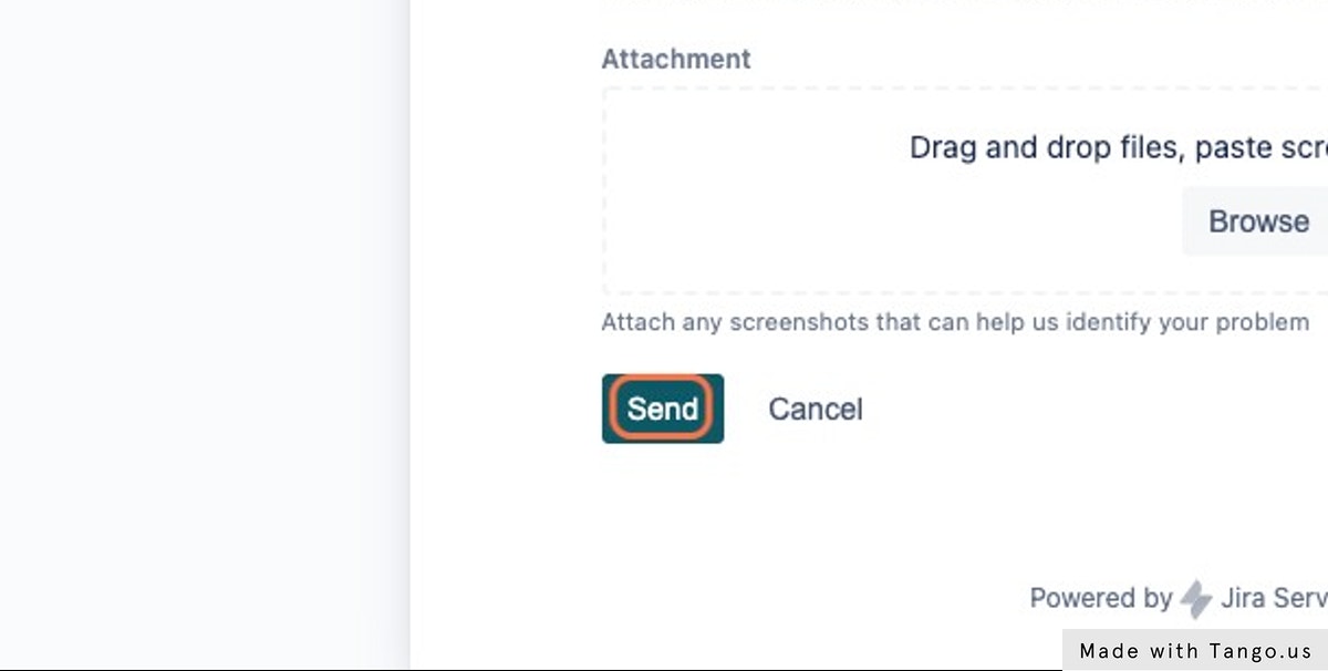 Press Send to submit your support ticket.