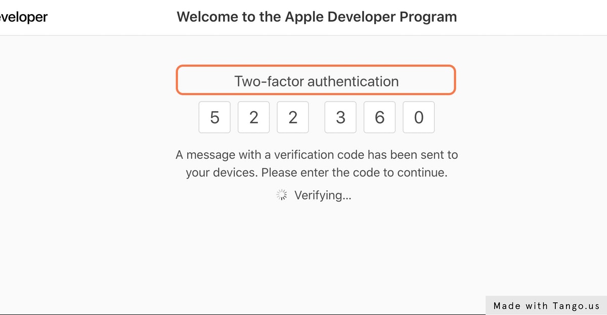 Follow the Two-factor authentication process.